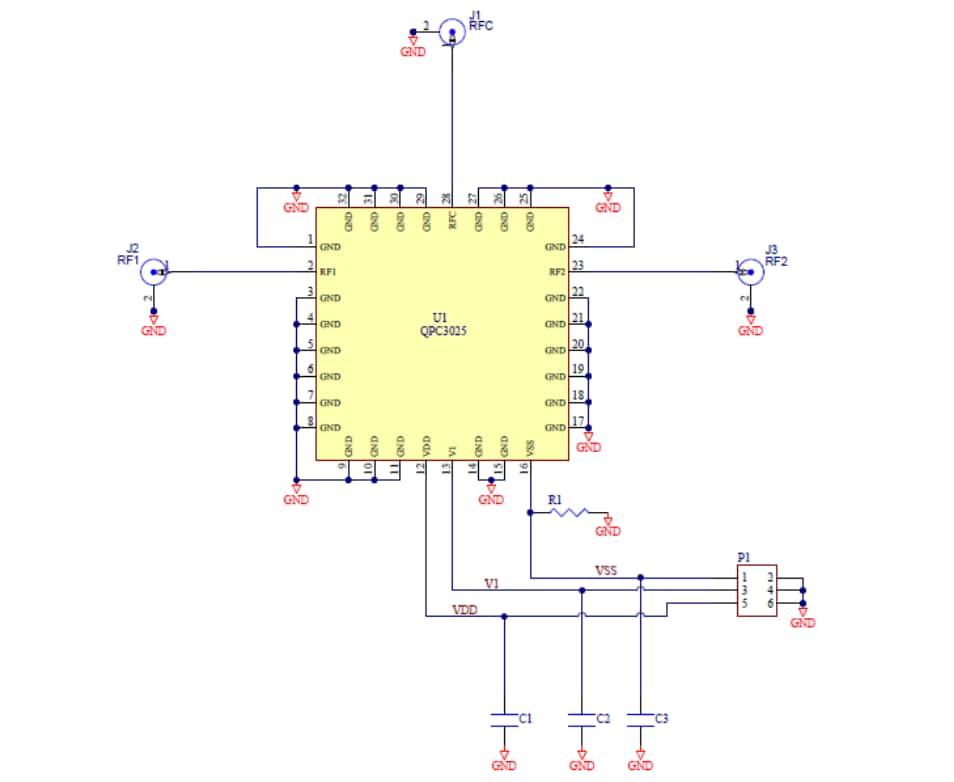 Schematic - Qorvo QPC3025EVB-01 Evaluation Board