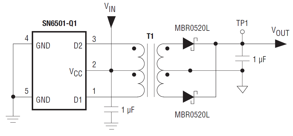 應用電路圖 - Bourns HCT AEC-Q200相容型功率變壓器