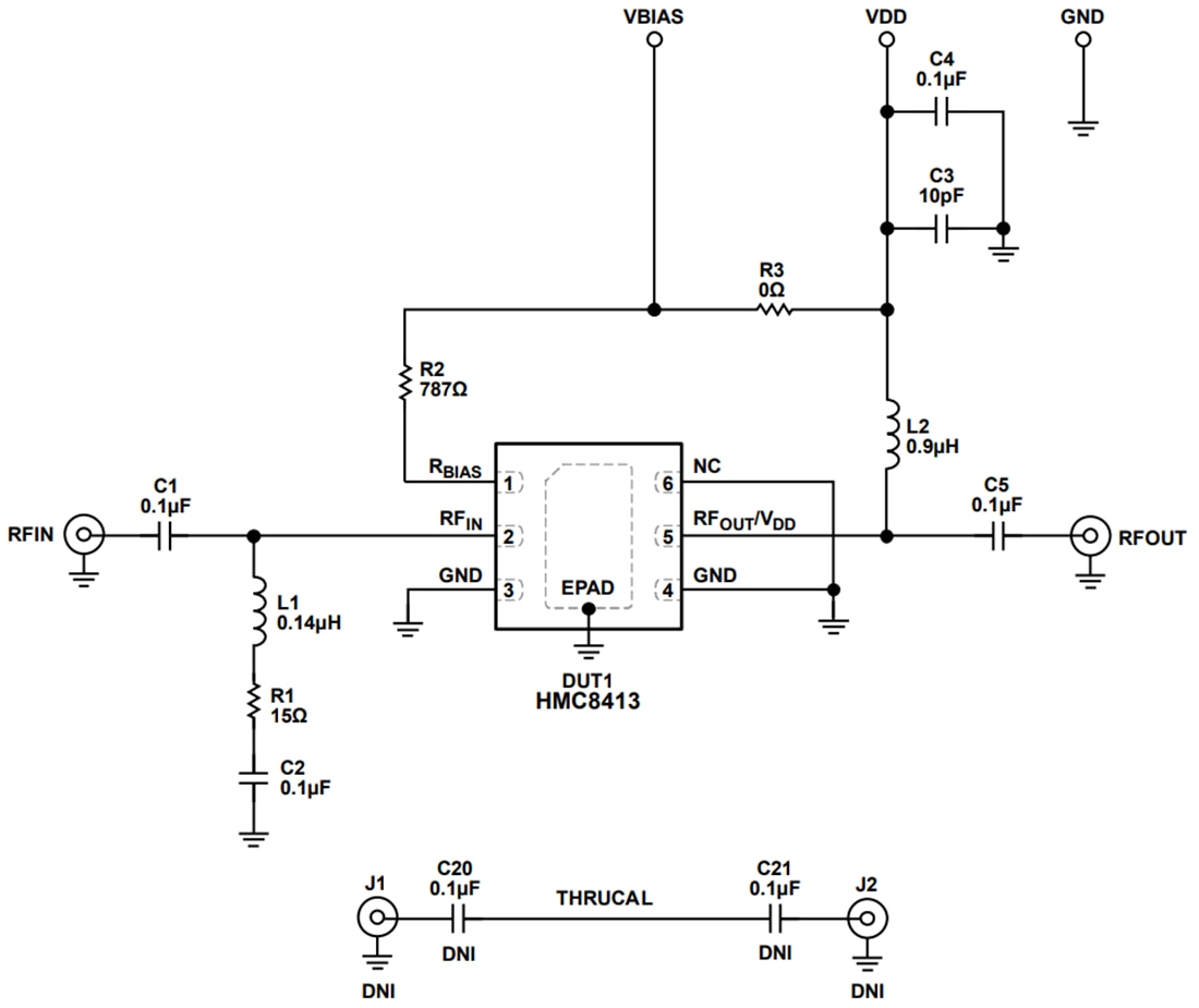 EV1HMC8413LP2F Amplifier Evaluation Board ADI Mouser