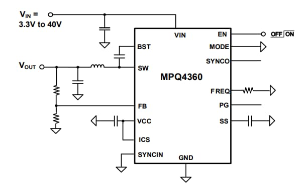 Application Circuit Diagram - Monolithic Power Systems (MPS) MPQ4360 Synchronous Step-Down Converters