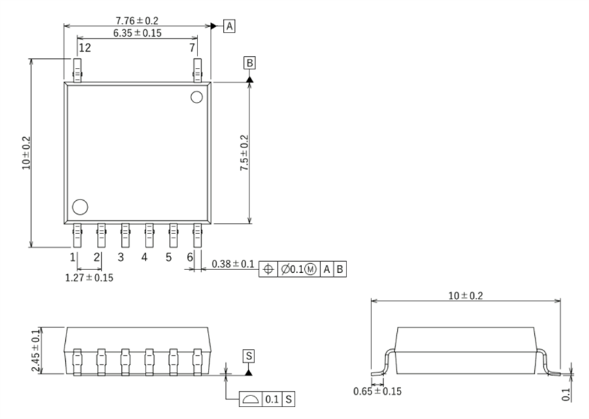 機械製圖 - Toshiba TLX9161T AEC-Q101光耦合器/光繼電器