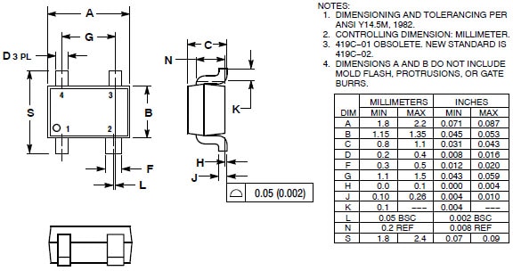 ON Semiconductor NCP4586 150mA低雜訊LDO穩壓器尺寸 ON Semiconductor NCP4586 150mA低雜訊LDO穩壓器尺寸