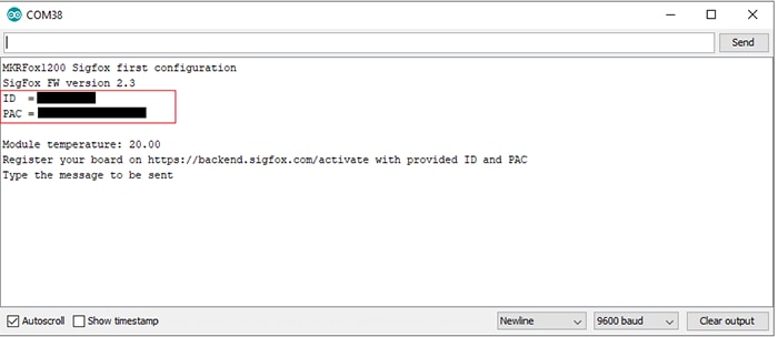 ID and PAC of the Arduino board 
